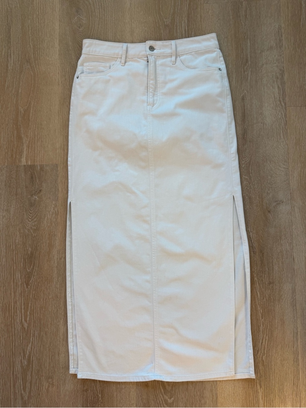 Express White Denim Maxi Skirt with Side Slits